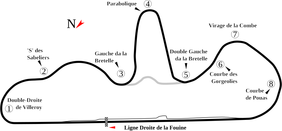 Plan de repérage du Circuit Dijon-Prenois